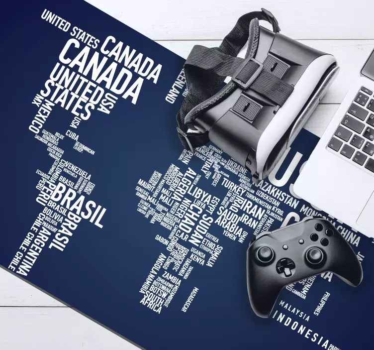 World map mouse pad with countries illustration - TenStickers