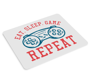 Eat, sleep, game, repeat mousepad with quotes - TenStickers