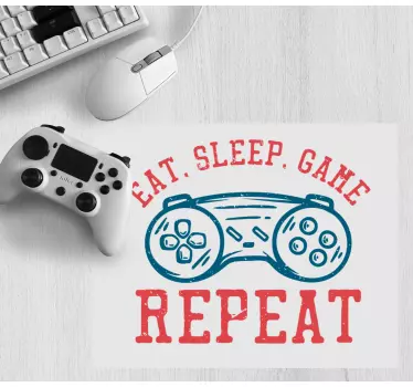 Eat, sleep, game, repeat mousepad with quotes - TenStickers