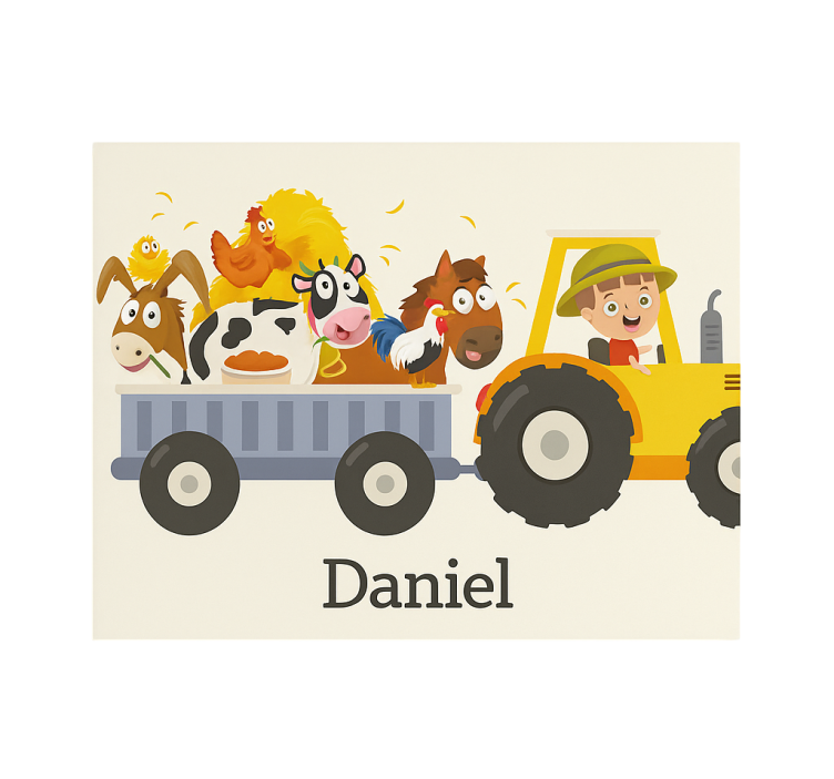 Farm tractor with name customised blind - TenStickers