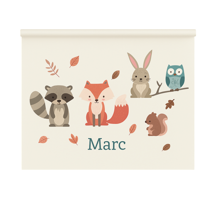 Forest animals with name childrens blind - TenStickers