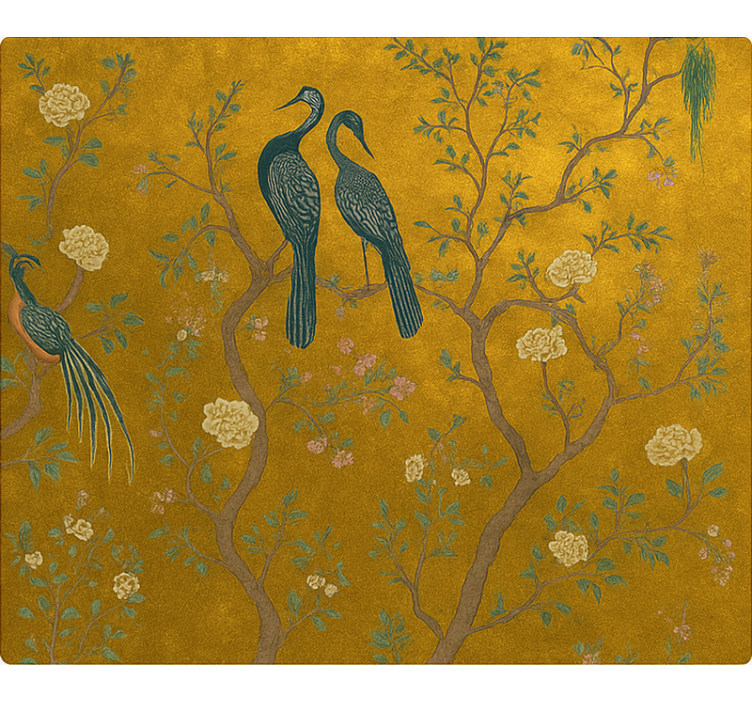 Ornate golden Chinoiserie living room blind - TenStickers