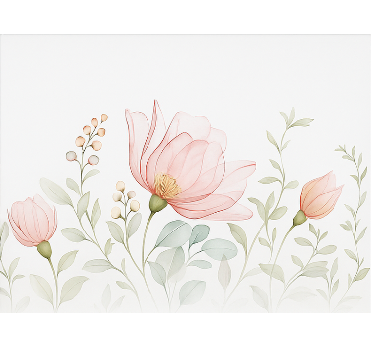 Abstract translucent florals master bedroom blind - TenStickers