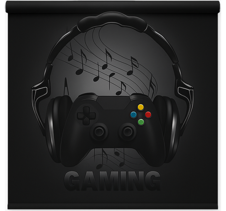 Monochrome headphone wearing controller  geek roller blind - TenStickers