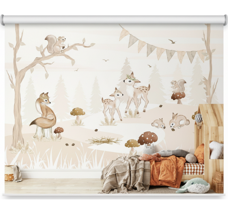 Tree roller blind whimsical woodland nursery - TenStickers