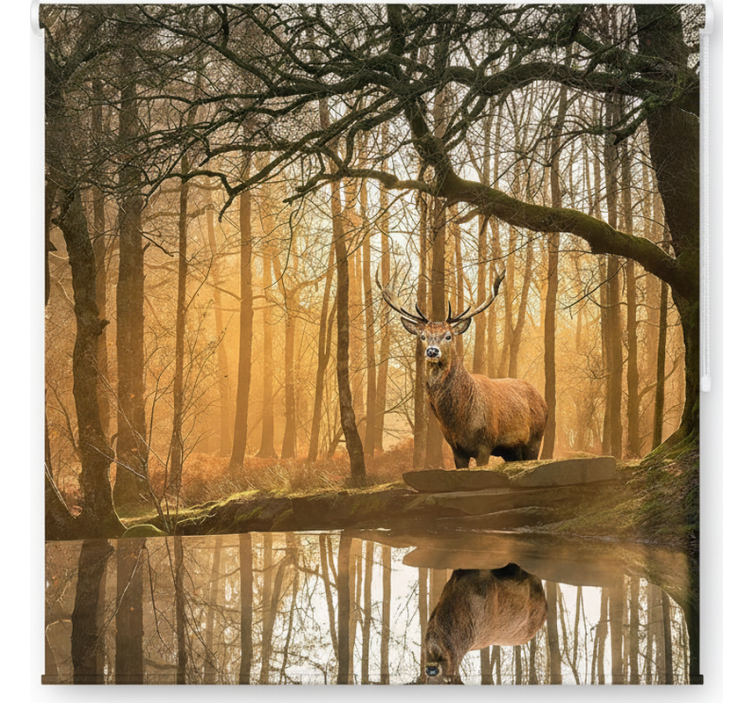 Golden stag lake tree roller blind - TenStickers