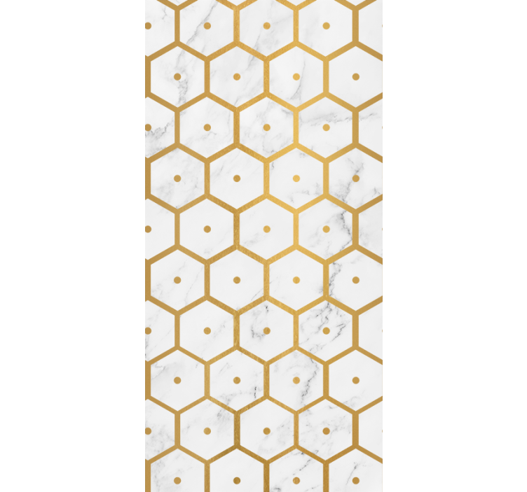Bathroom blind with hexagonal gold marble pattern - TenStickers