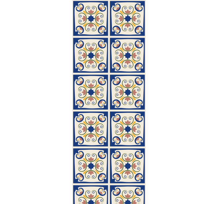 Kitchen blind with pink flowers portuguese tile - TenStickers