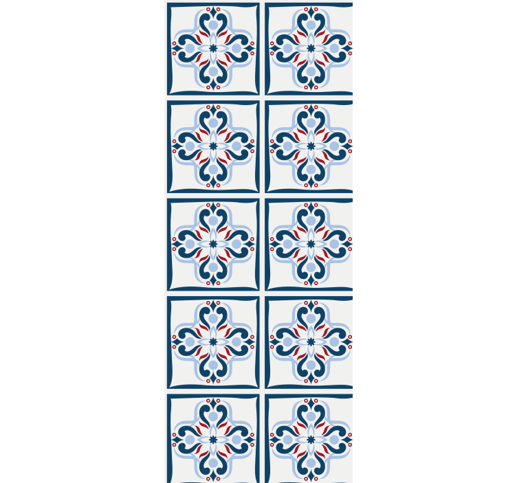 Kitchen blind in blue and red portuguese tile - TenStickers