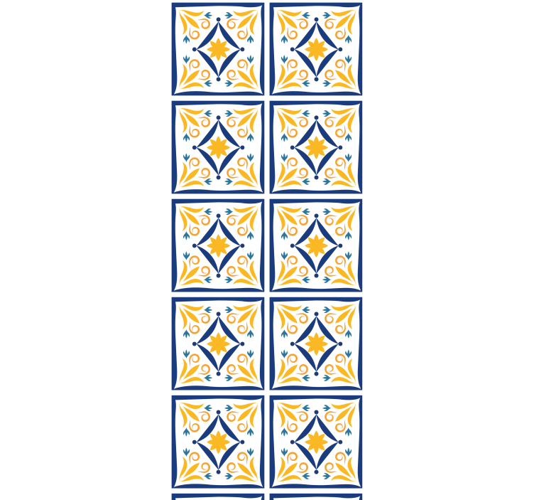 Kitchen blind in blue and yellow portuguese tile - TenStickers