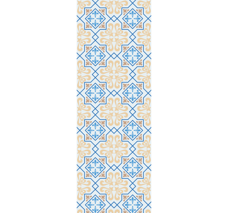 Kitchen blind with blue lines portuguese tile pattern - TenStickers