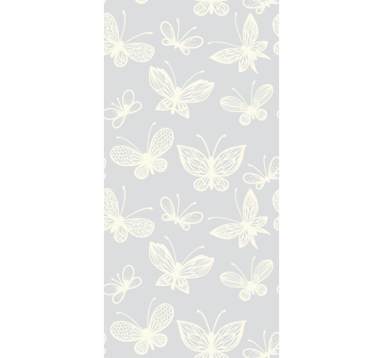 Childrens blind in white and grey butterfly pattern - TenStickers