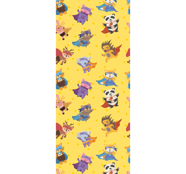 Childrens blind with superhero pets pattern on yellow - TenStickers