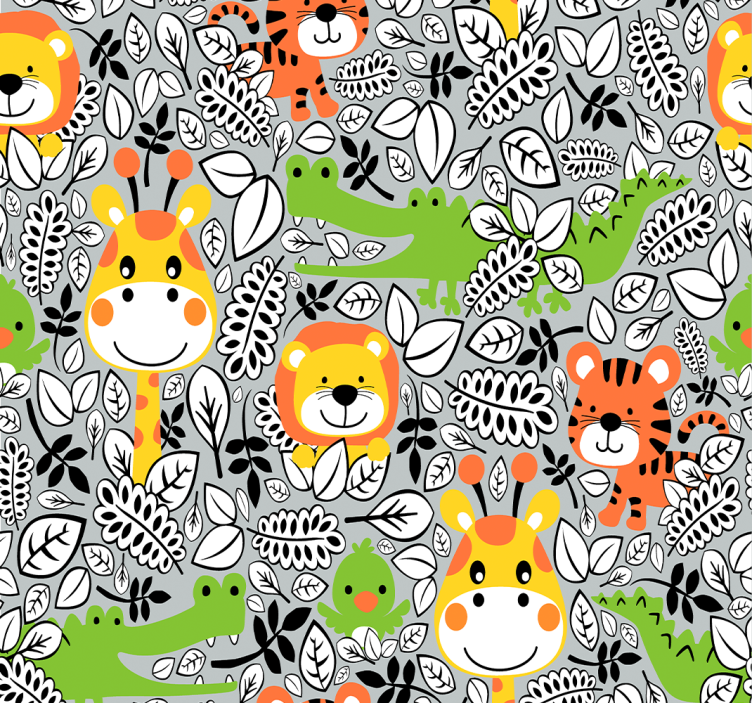 Childrens blind jungle friends grey - TenStickers