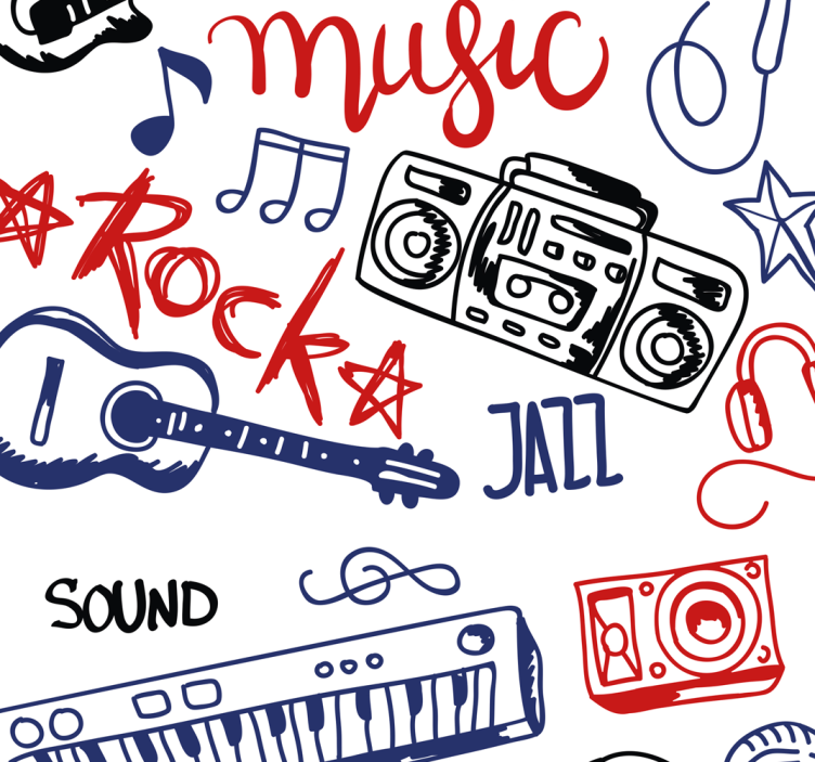 Teenage roller blind musical instruments design - TenStickers
