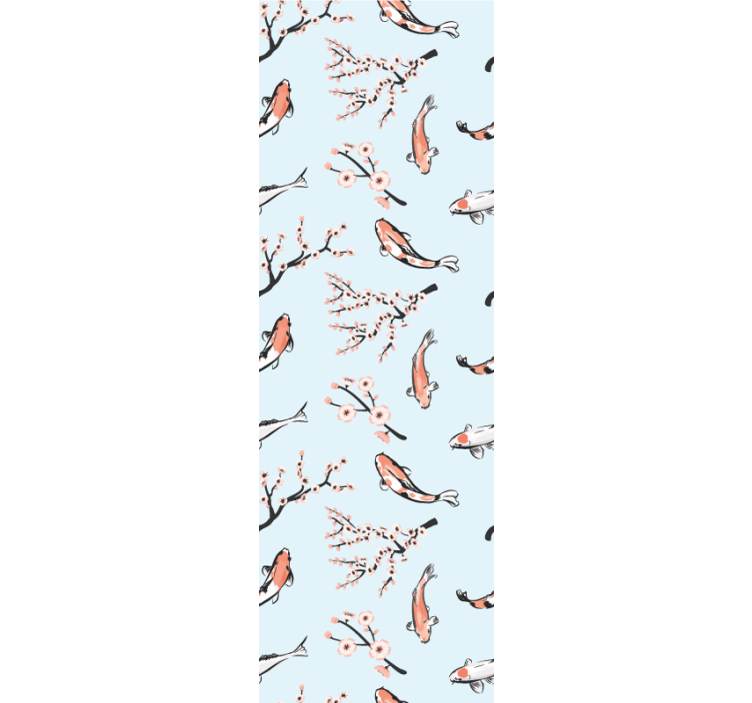 Modern blind with koi fish and cherry branches - TenStickers