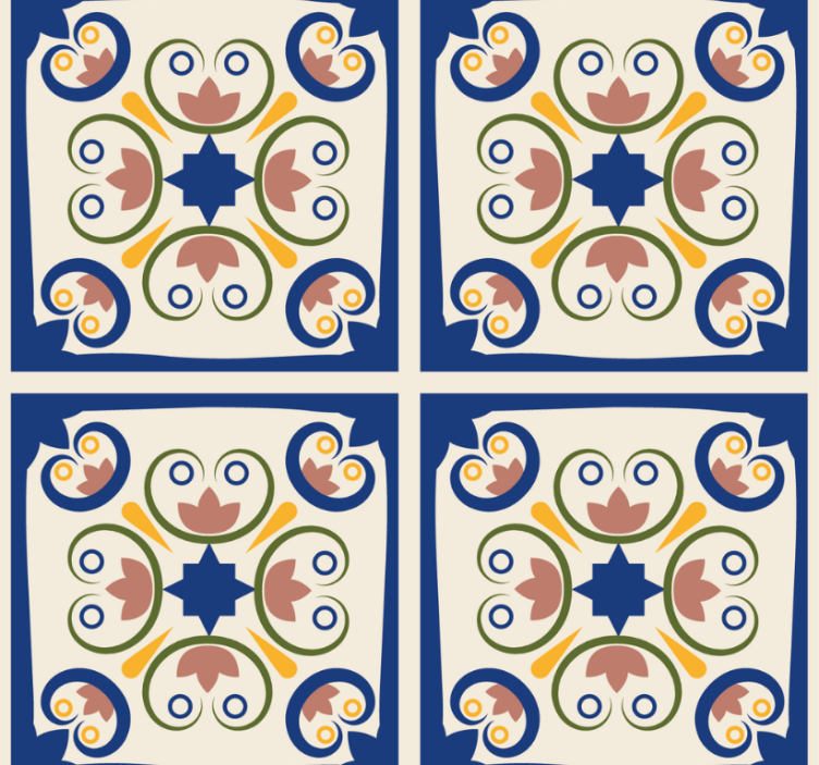 Modern blind pink floral portuguese tile - TenStickers