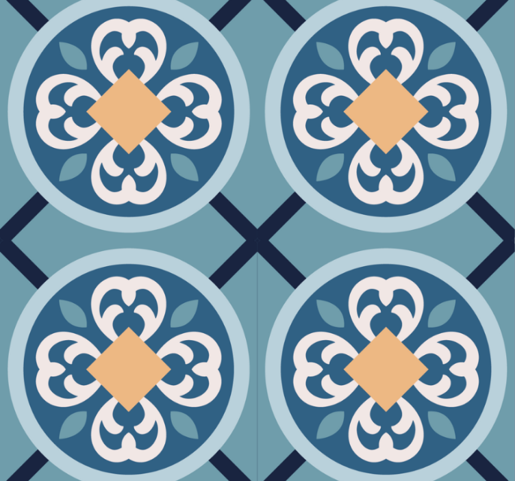 Modern blind in sea-blue portuguese tile design - TenStickers