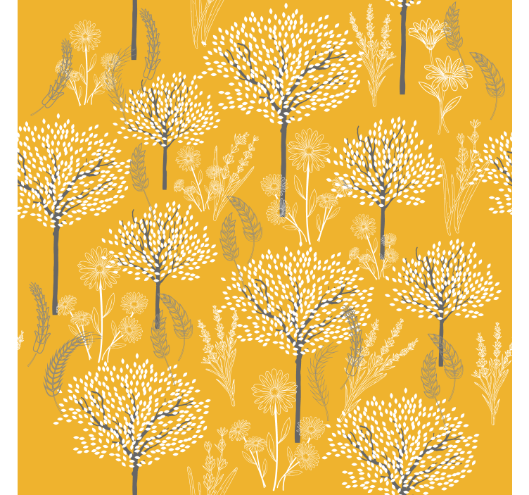 Yellow blind with tree pattern - TenStickers