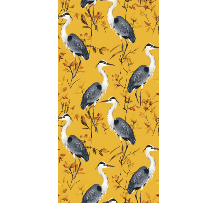Yellow blind with heron pattern - TenStickers