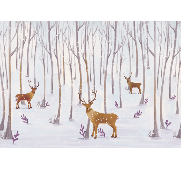 White blind scandinavian winter forest animals - TenStickers