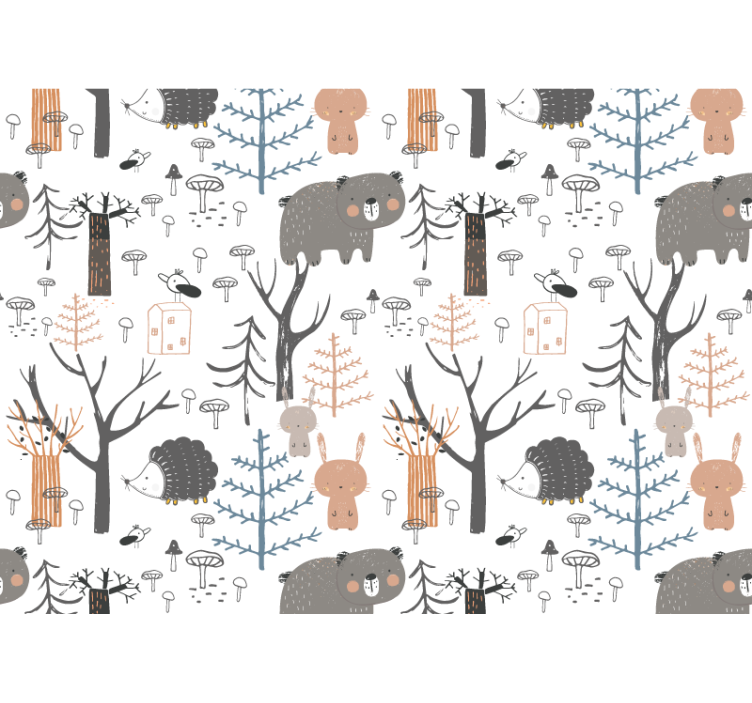 White blind scandinavian forest with animals - TenStickers