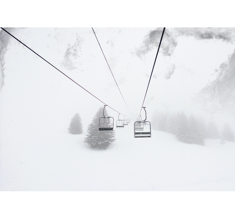 White blind photography of cable car in snow - TenStickers