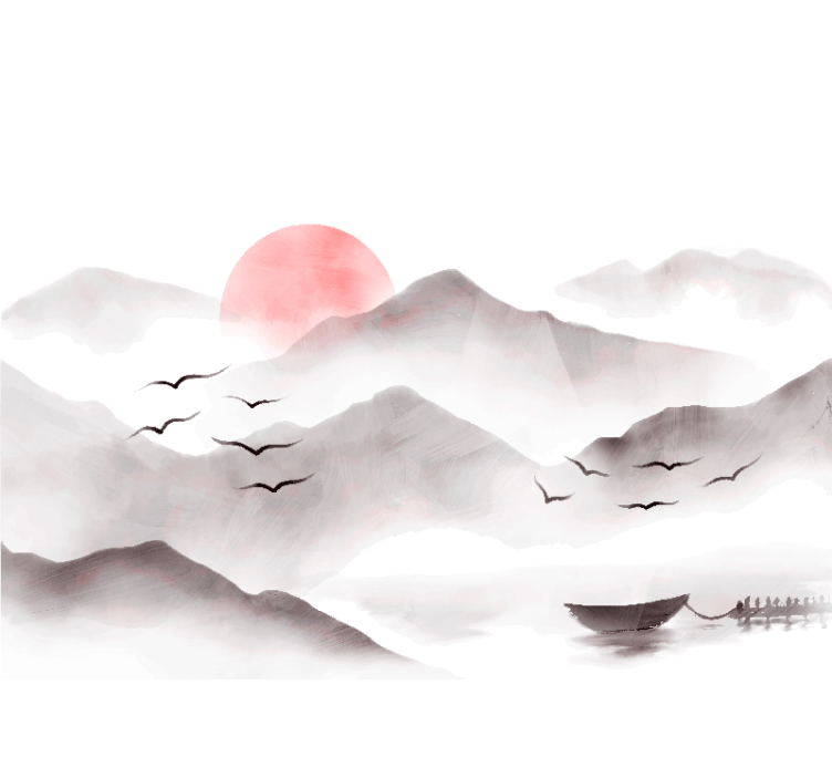 White blind watercolor mountains - TenStickers