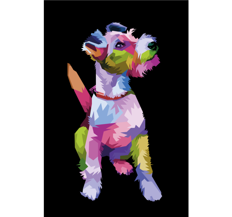 Living room blind geometric animals fox terrier - TenStickers