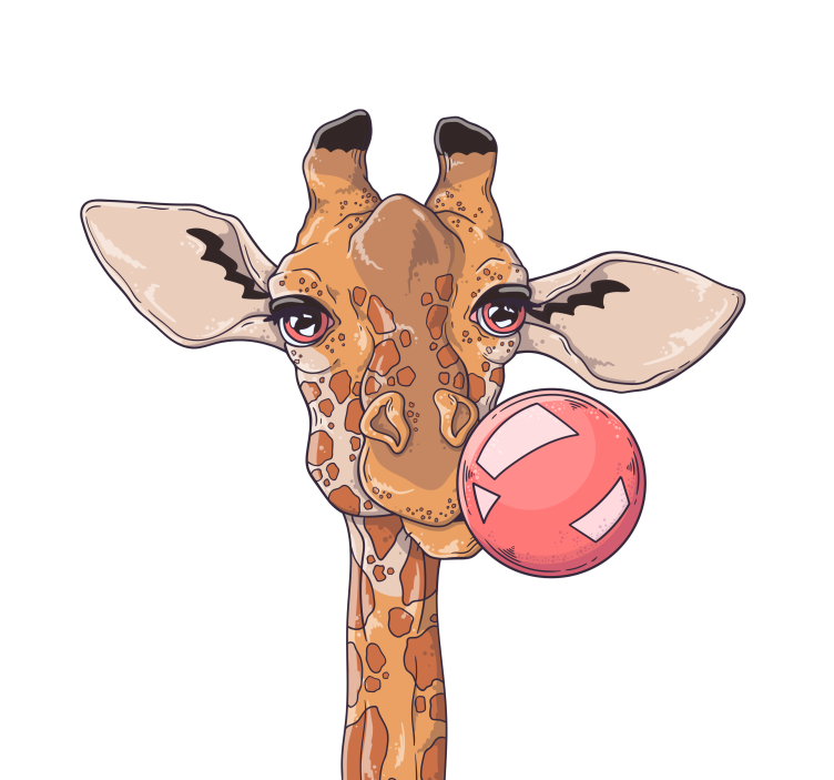 Living room blind giraffe blowing bubble gum - TenStickers