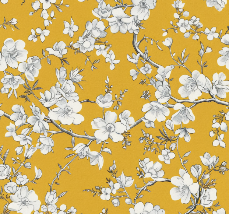 Yellow blind with floral vintage pattern - TenStickers