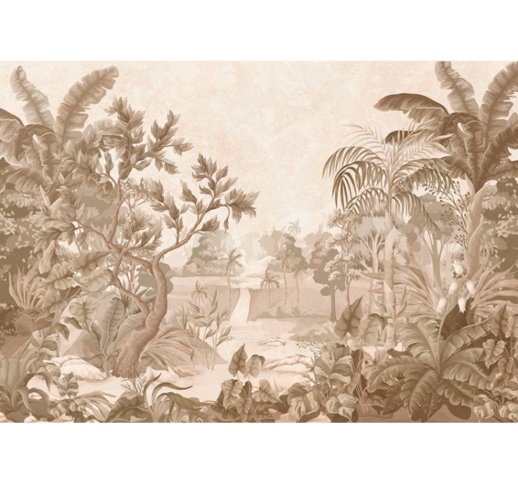 Beige blind tropical jungle views - TenStickers