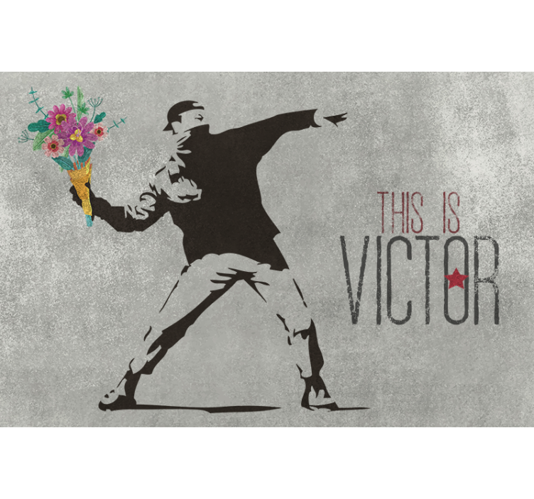 Grey blind personalized banksy flower bouquet - TenStickers