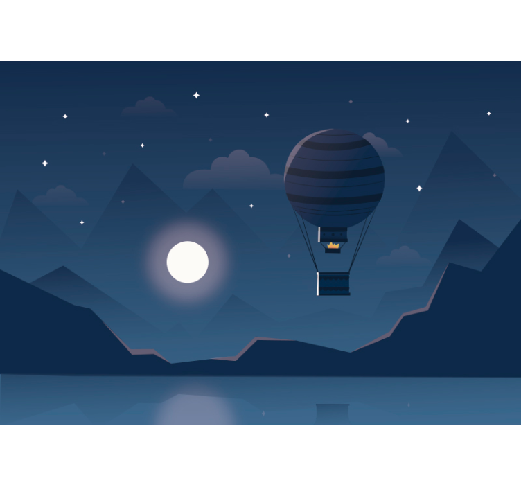 Blue blind nighttime balloon journey - TenStickers