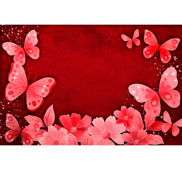 Red blind with floral and butterfly design - TenStickers