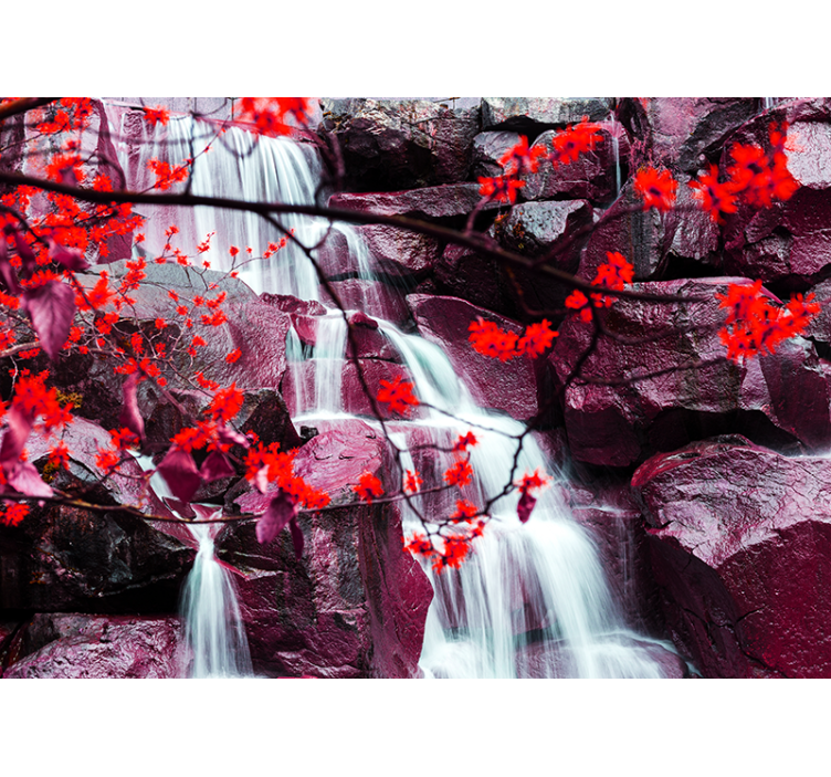 Living room blind waterfall nature spring forest - TenStickers