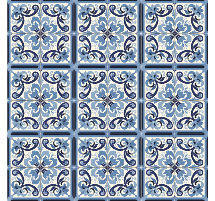 Blue blind with blue and white floral pattern - TenStickers