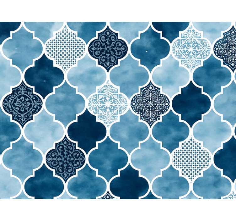 Blue blind blue watercolor moroccan design - TenStickers