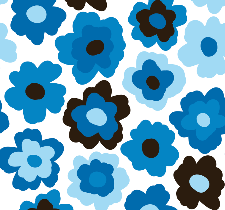Blue blind blue poppy curtain set - TenStickers