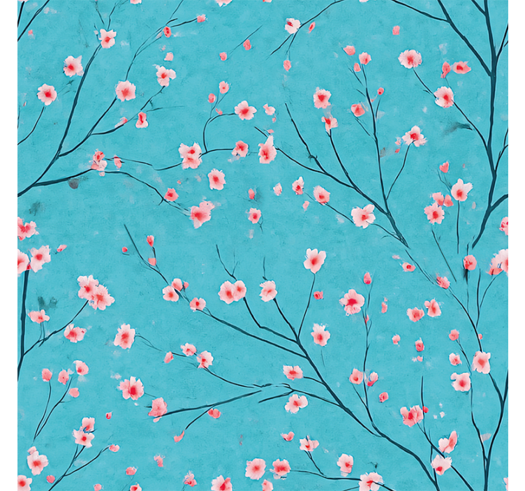 Blue blind with teal cherry blossoms design - TenStickers