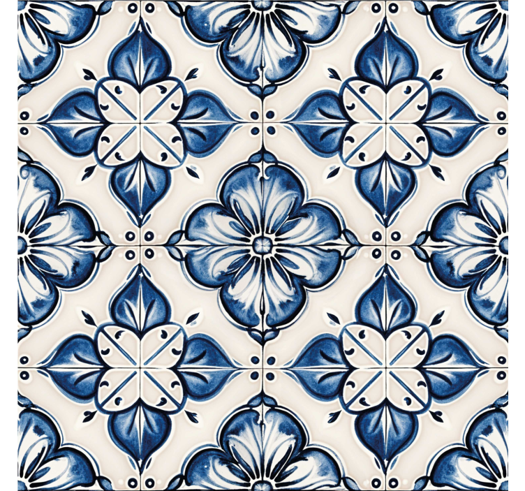 Blue blind with blue floral pattern - TenStickers