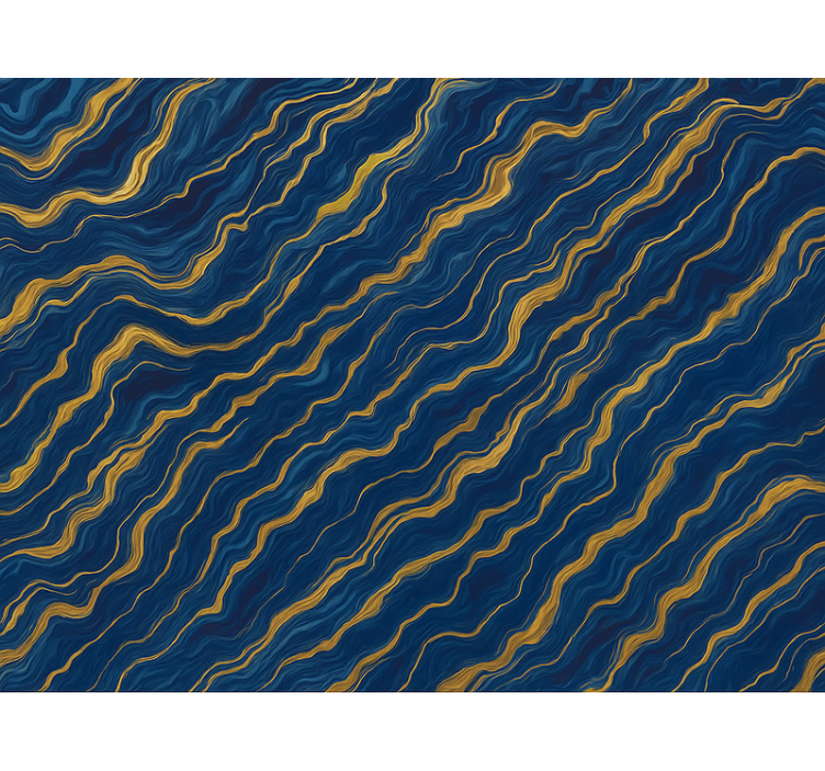 Blue blind in blue and gold marble design - TenStickers