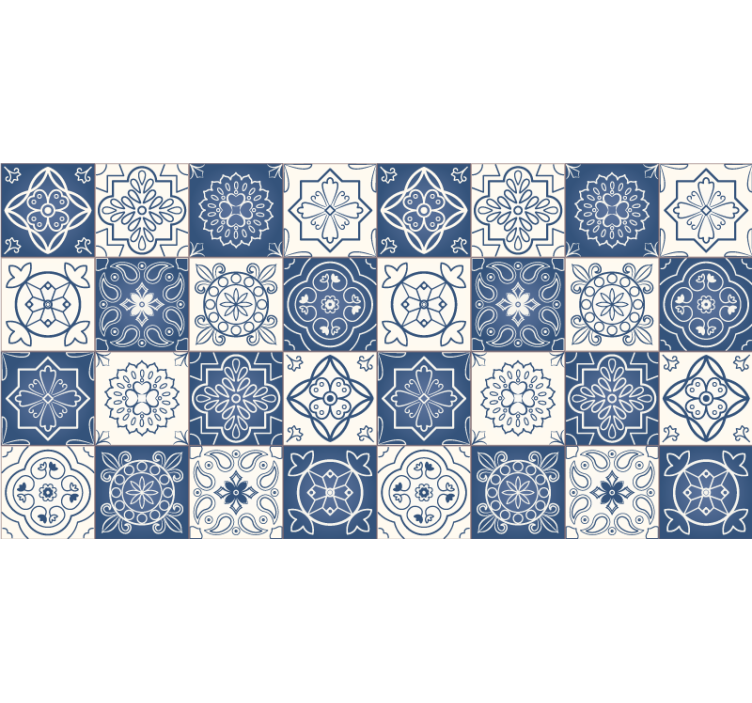 Blue blind with blue tile print design - TenStickers