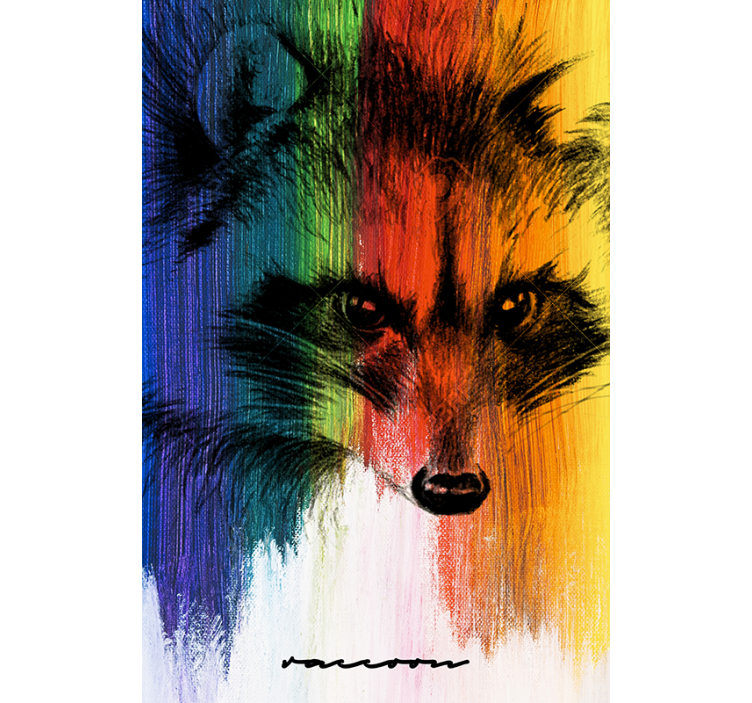 Living room blind rainbow raccoon - TenStickers