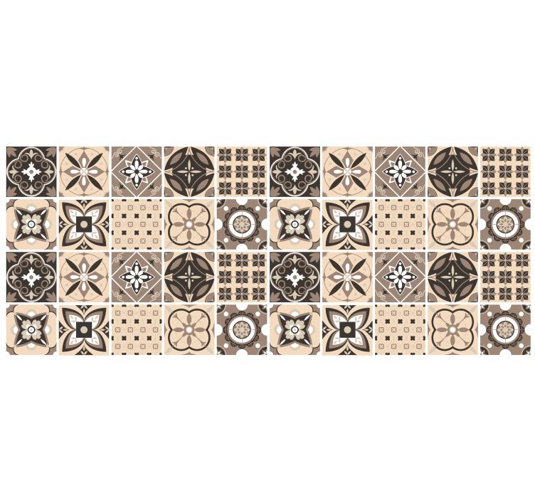 Beige blind with geometric tile design - TenStickers