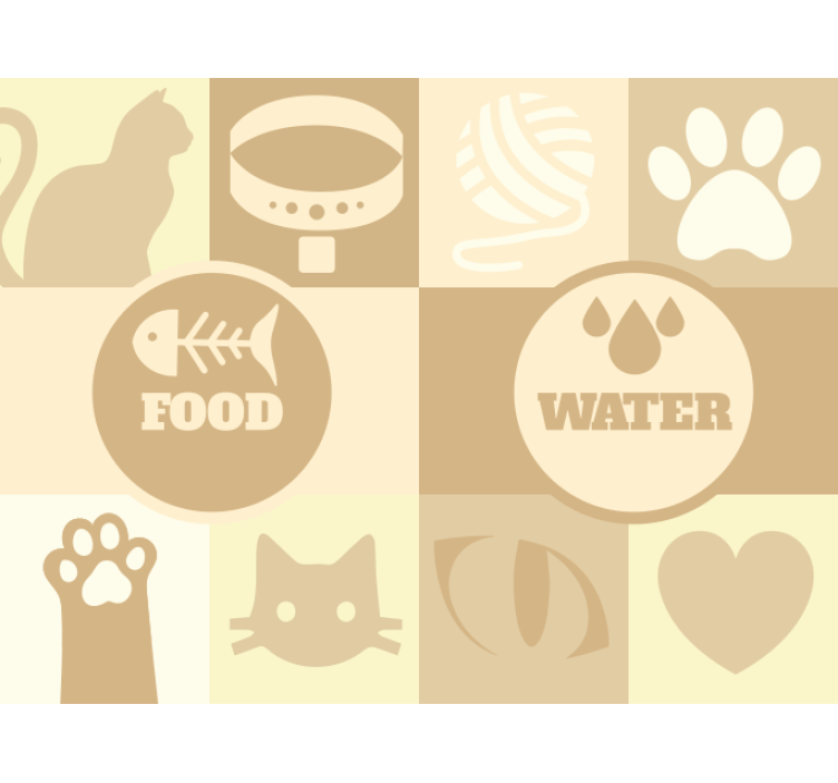 Beige blind for cats' water and food - TenStickers