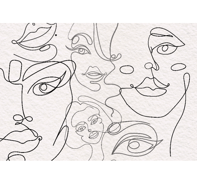 White blind minimalist faces line art - TenStickers
