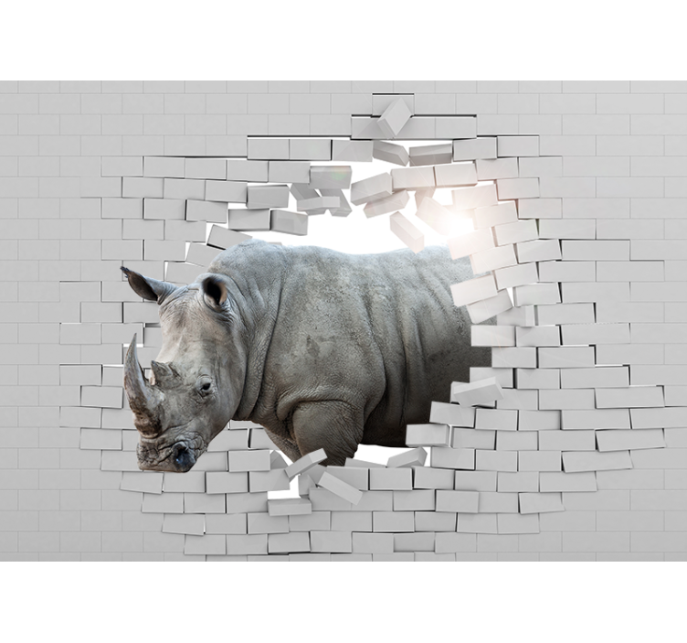 White blind 3d rhinoceros design - TenStickers