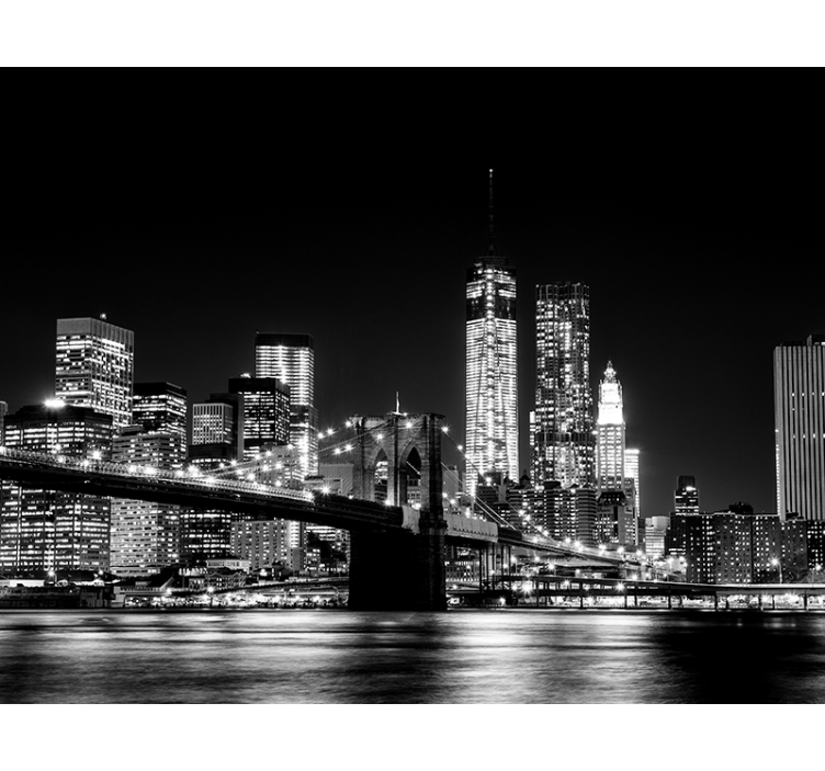 Grey blind east river new york mural - TenStickers