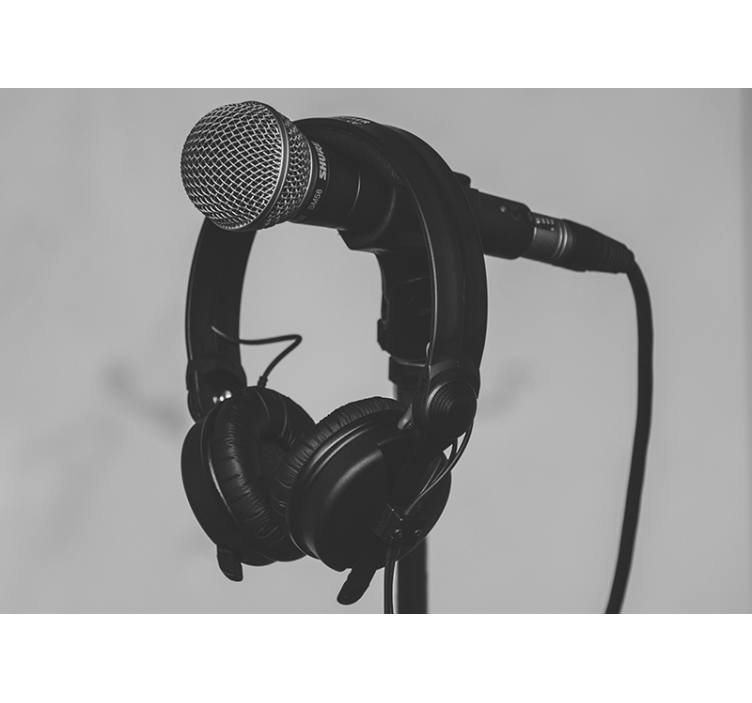 Grey blind microphone and headphones - TenStickers
